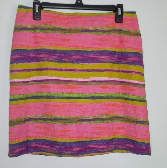 Ann Taylor 10 Pencil Skirt Pink Purple Green Striped - Picture 1 of 9